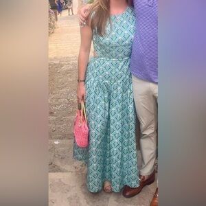 mango open back block print dress size small